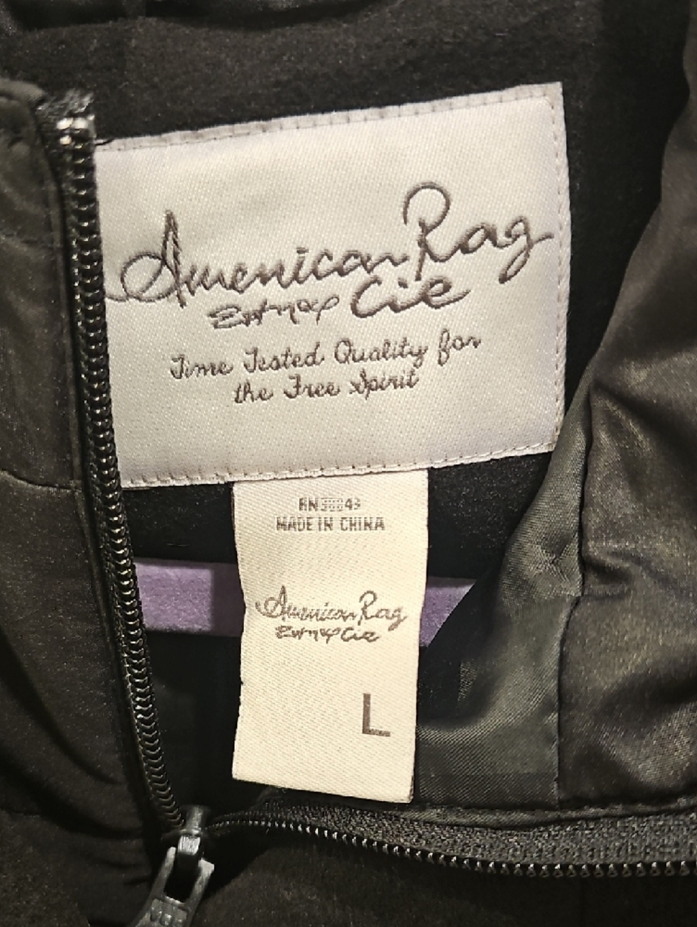 Black Double-Breasted Peacoat with Hood - Picture 3 of 6